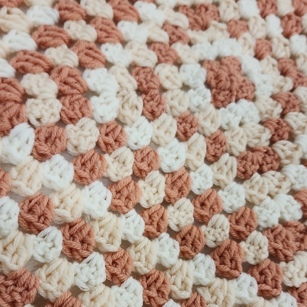 Crochet Blanket in Cream and Tan - Picture 6 of 6